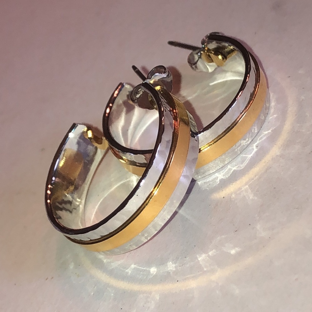 Two-Tone Gold and Silver Hoop Earrings